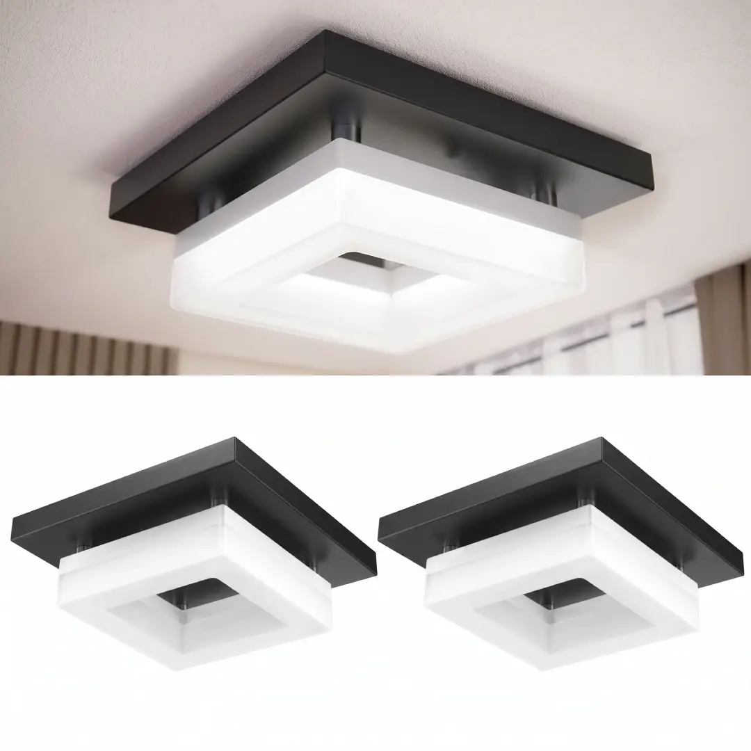 8 Inch Flush Mount LED Ceiling Light Square Black Fixture image 2