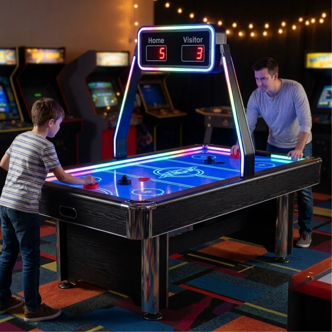 58 Inch Arcade Air Hockey Table with LED Scoreboard and Accessories image 3