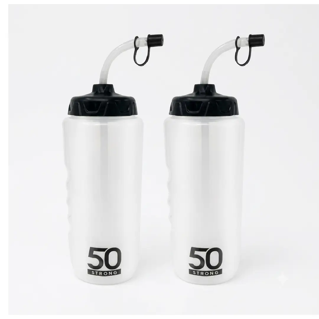 50 Strong 1 Liter Water Bottle with Straw 2 Pack Sports Bottles image 1