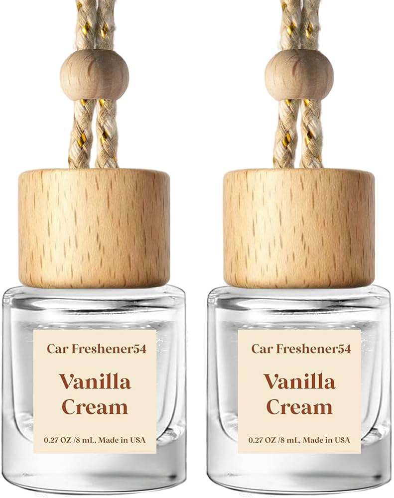 HoogaLife Car Air Freshener Diffuser 2 Pack Hanging Air Freshener Diffuser - Vanilla Cream Fragrance Oil Air D iffuser for Car, 45+ days Long Lasting Fragrance Made in USA C ar Air Fresheners (V54)