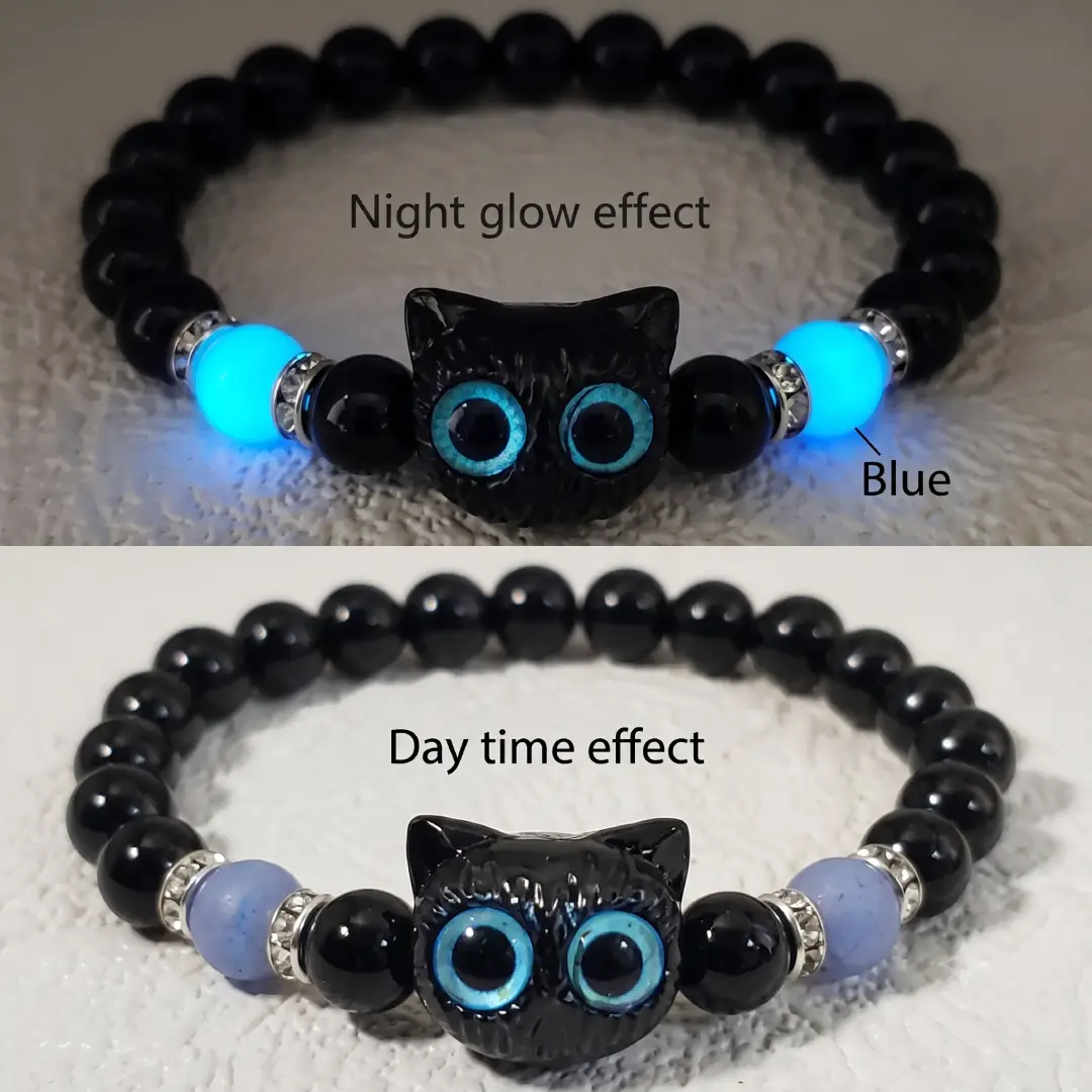 Matching Cat Bracelets for Couples Glow in the Dark Bangles image 1