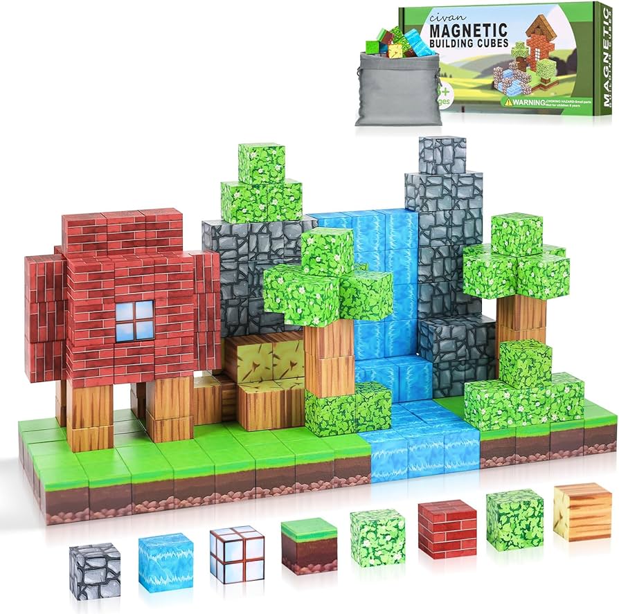 civan Magnetic Blocks, 63pcs Magnetic Building Blocks for Kids Boys Girls Age 3-4,5-8 9 10, Game Sensory STEM Constructions Toys, Birthday Easter Gifts for Boy Girls
