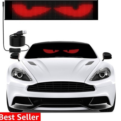 Devil's Eye:14.72"x3.62" Programmable ojos led para carro Windshield Display for Sedans, SUVs & Medium Trucks - USB-Powered LED Matrix Panel, Remote/App Control, Custom Car