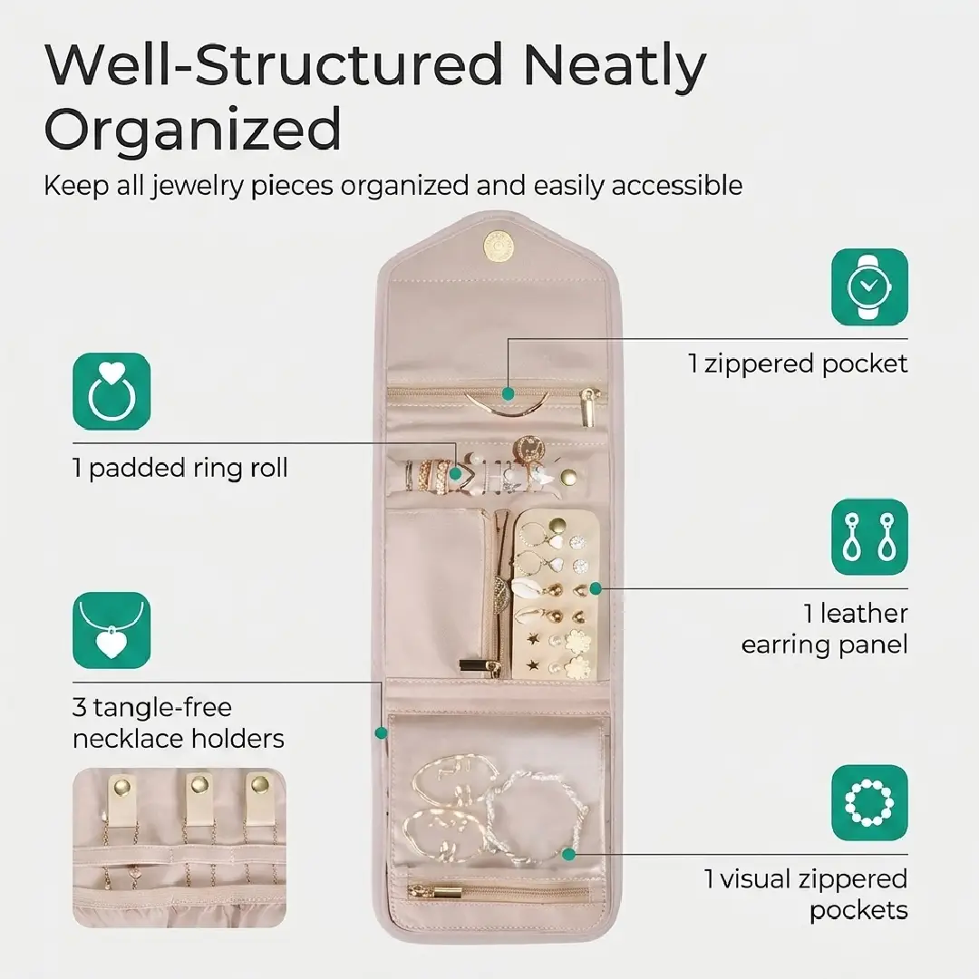 BAGSMART Foldable Travel Jewelry Organizer Roll image 4