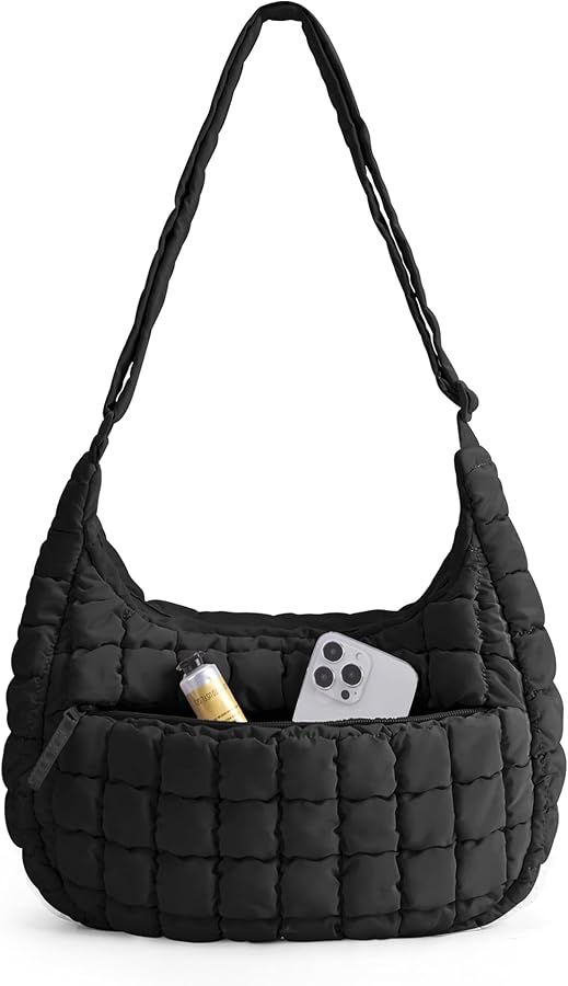 BAGSMART Quilted Crossbody Bag for Women, Lightweight Puffer Purse for Travel, Daily Use & Work | Water-resistant, Puffy Shoulder Bag, w/ Adjustable Strap, Light & Comfortable, Hands-free Bags, Travel Essentials