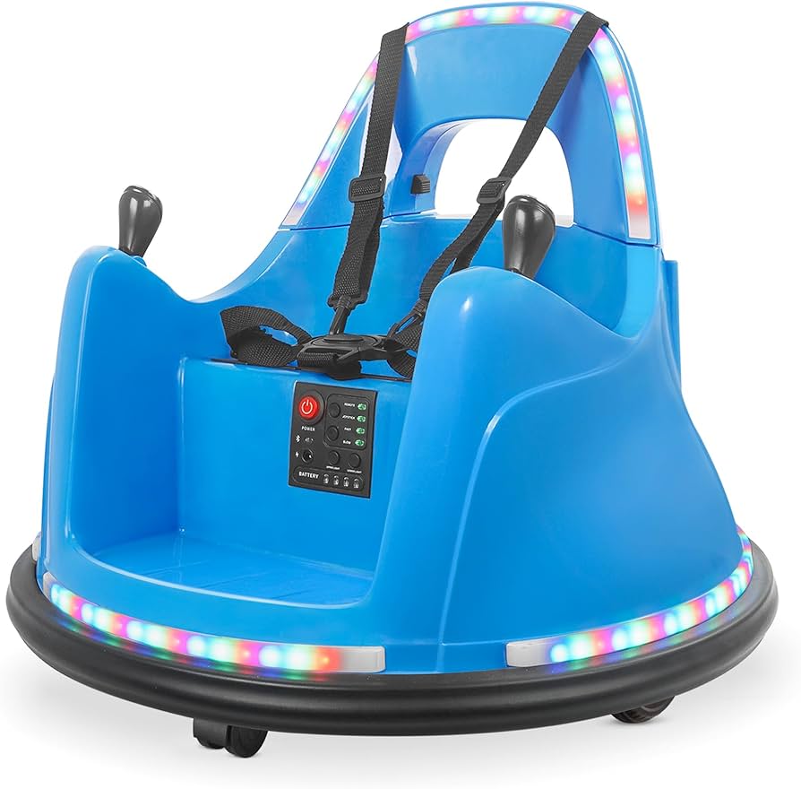 12V Kids Bumper Car Electric Ride-on Toy with Parent Remote 360°Spinning 2 Speeds Bluetooth Music & LED Lights for Toddlers