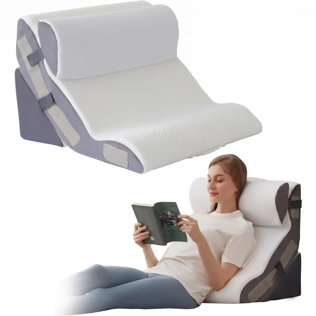 3 Piece Foam Wedge Pillow Set for Bed Sitting and Recovery image 2