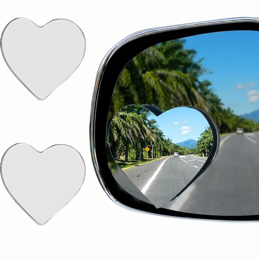 Heart Shaped Blind Spot Mirrors Wide Angle Convex Car Mirrors 2 Pcs