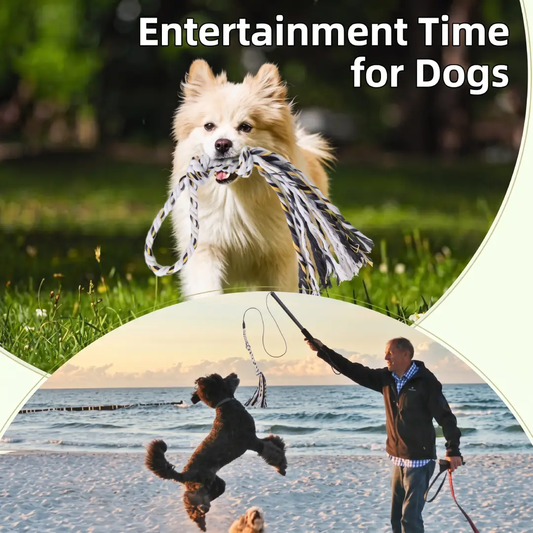Interactive Flirt Pole for Dogs – 35-Inch Dog Chase & Tug Toy with Fleece Lure for Exercise & Training image 3