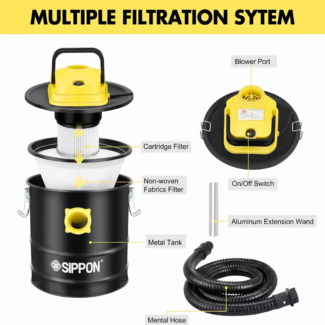2.6 Gallon Ash Vacuum Cleaner with Wheeled Base and Blower image 2