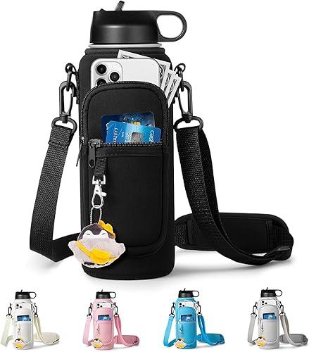 RRegeny Water Bottle Holder with Strap for Hydroflask 32oz 40oz, Carrier Sling Bag with Phone Pocket Water Bottle Sleeve for Men Women Hiking Camping Travelling