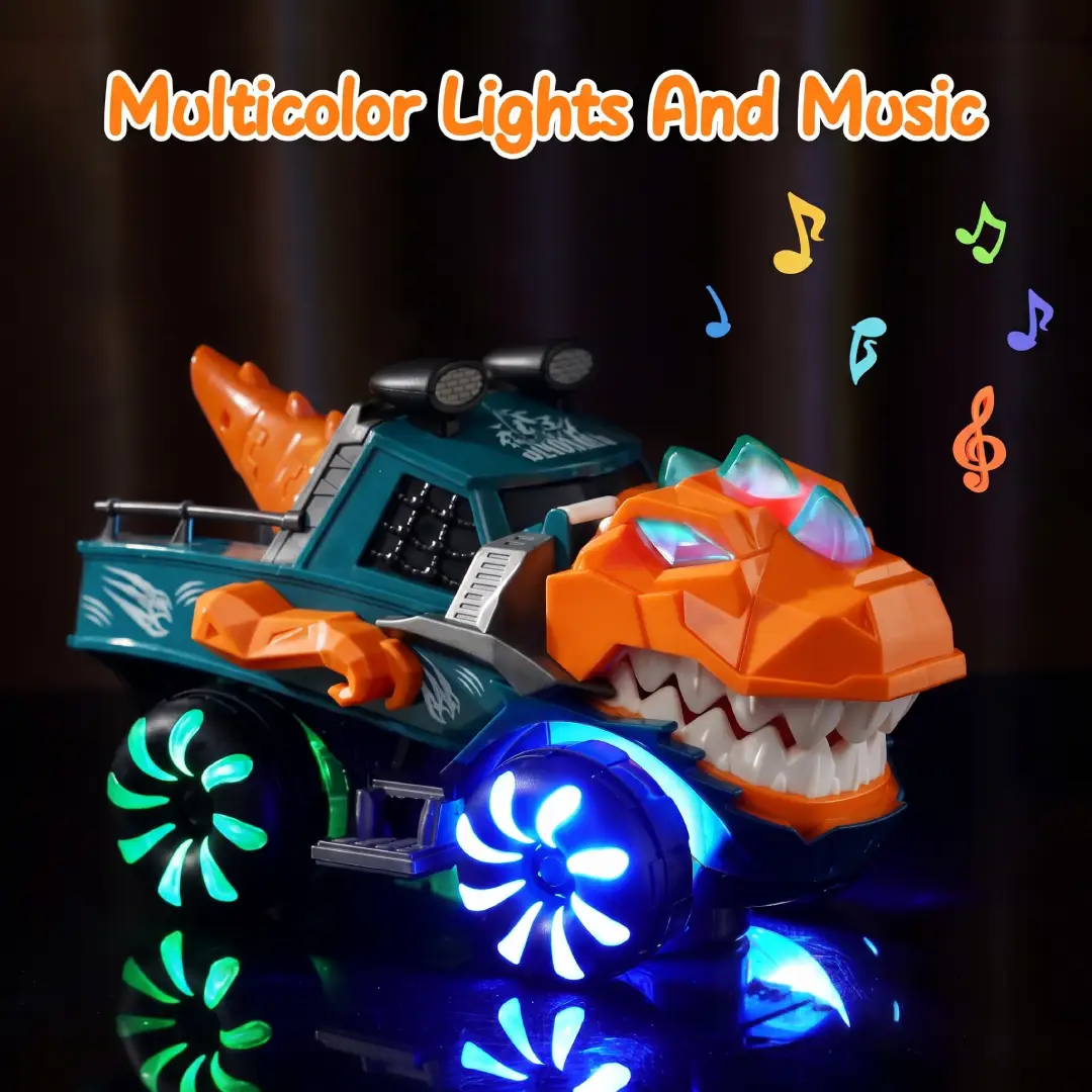 Monster Truck Dinosaur Car Toy with Flashing Lights, Music and Roaring Sounds for Kids Ages 3+ image 3