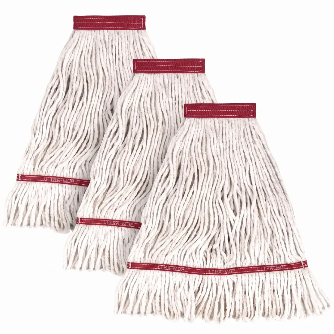 Heavy-Duty Cotton Mop Head Replacement – Commercial Looped-End Wet Mop Refill, 3-Pack image 4