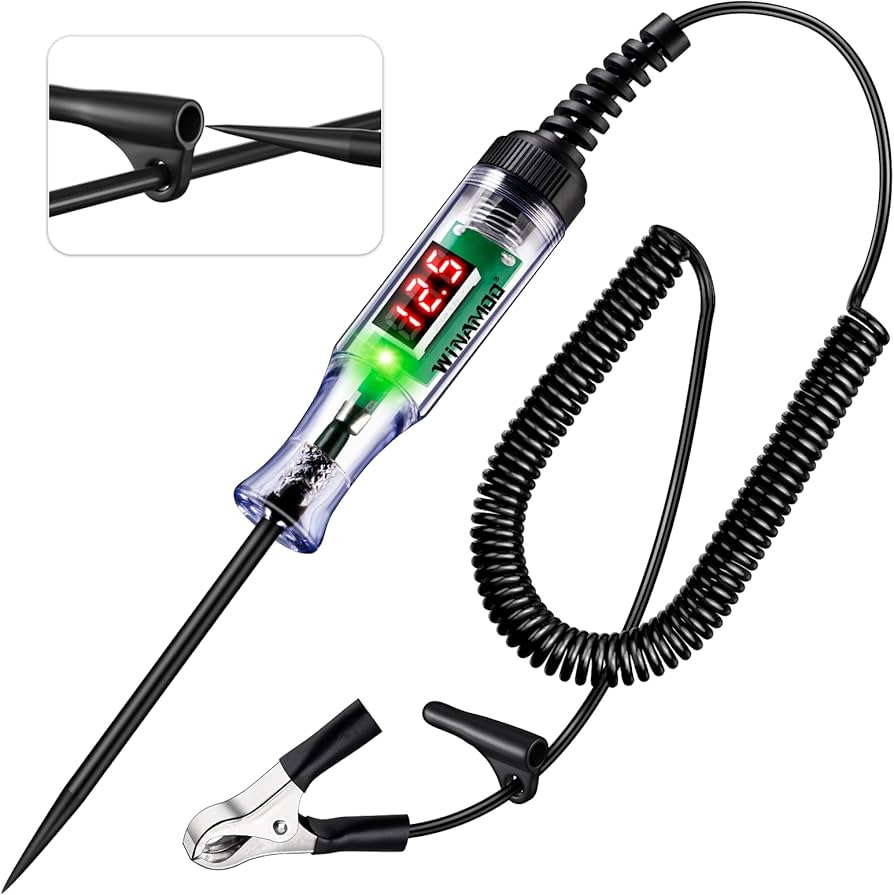 Heavy Duty Automotive Test Light Circuit Tester, 3-48V Digital Voltage Tester with Voltmeter & Dual Polarity Indicator, Electrical Test Pen with Stainless Probe for Car, Truck, RV, Boat Fuse Testing