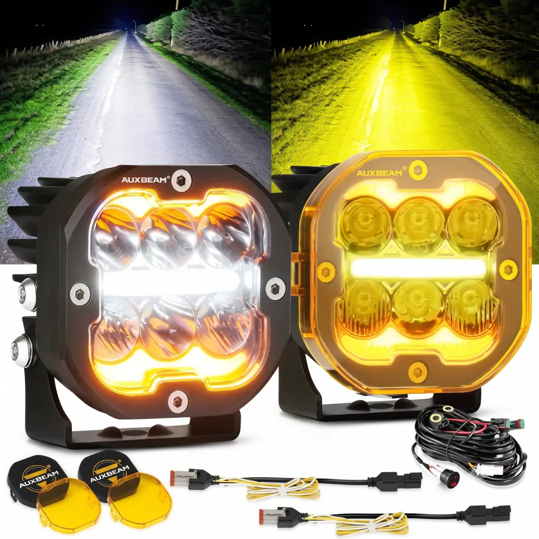 Auxbeam 3 Inch Round Offroad Driving Lights with Amber DRL image 1