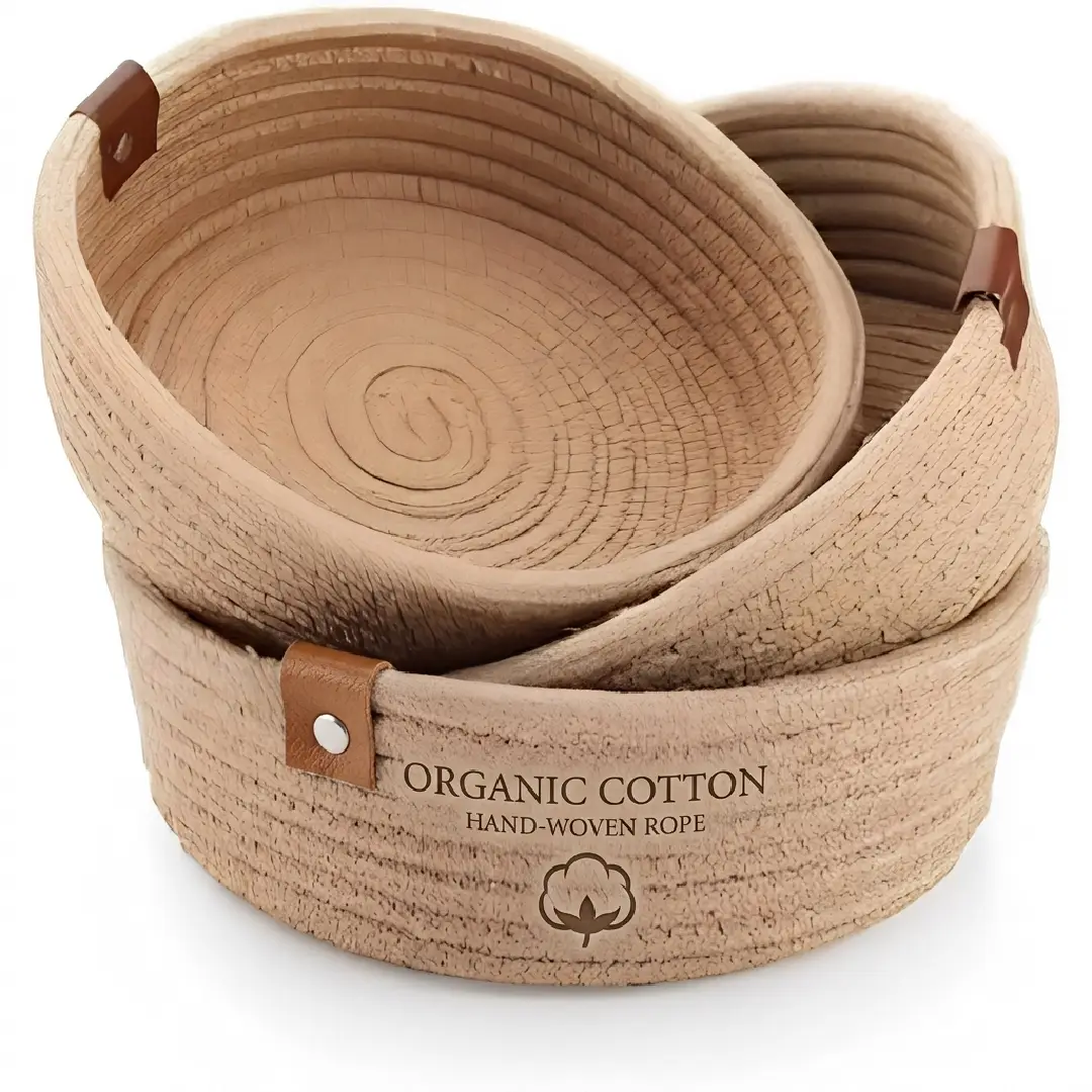 Jute Rope Storage Basket Set of 3 for Shelves and Nursery image 2