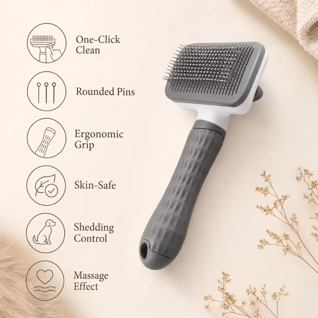 Universal Pet Detangling Brush for Dogs & Cats, 19cm Grooming Brush for Long & Short Hair image 3