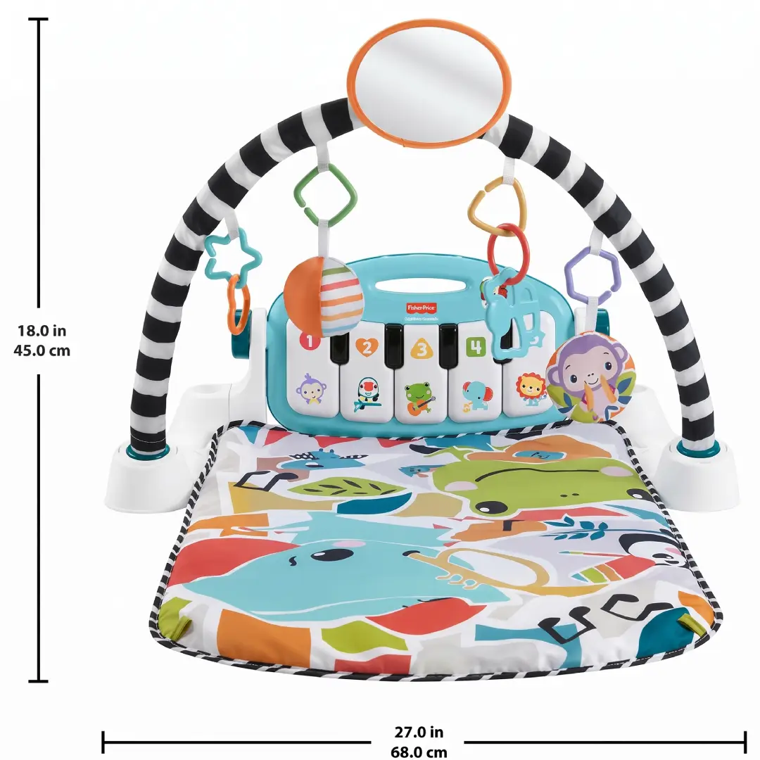 Fisher-Price Glow and Grow Kick & Play Piano Gym – Blue Baby Activity Play Mat image 6