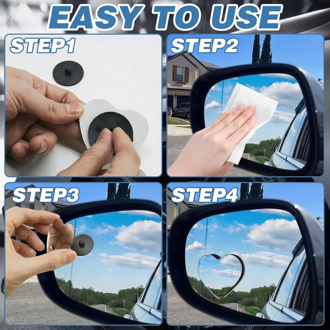 Heart Shaped Blind Spot Mirrors Wide Angle Convex Car Mirrors 2 Pcs image 3