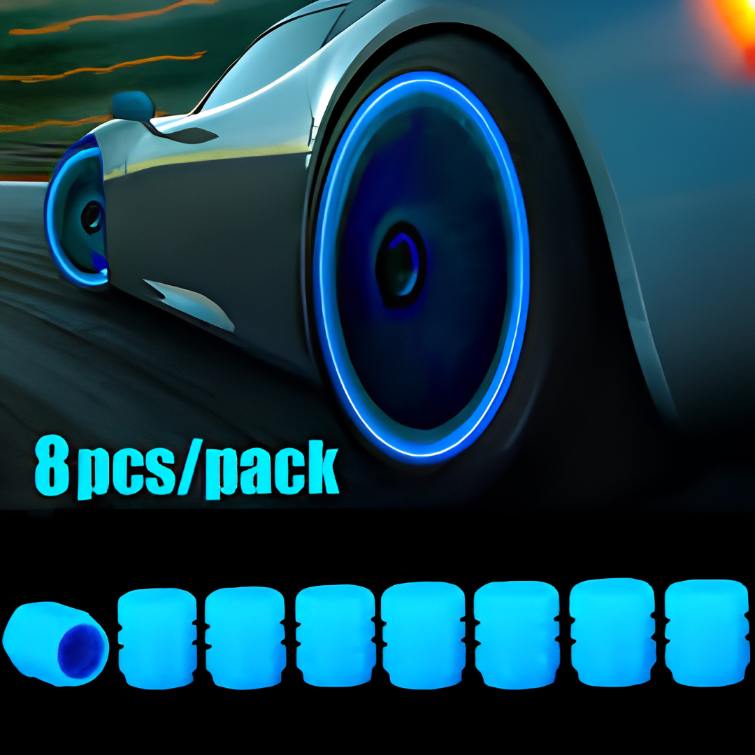 Glow in the Dark Tire Valve Caps Blue Universal 20 Pcs image 2