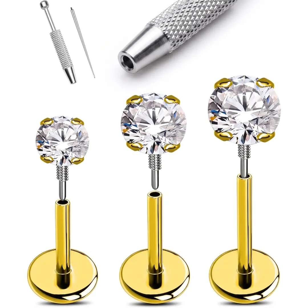 G23 Titanium Threadless Labret Stud for Lip Tragus Monroe Piercing image 3