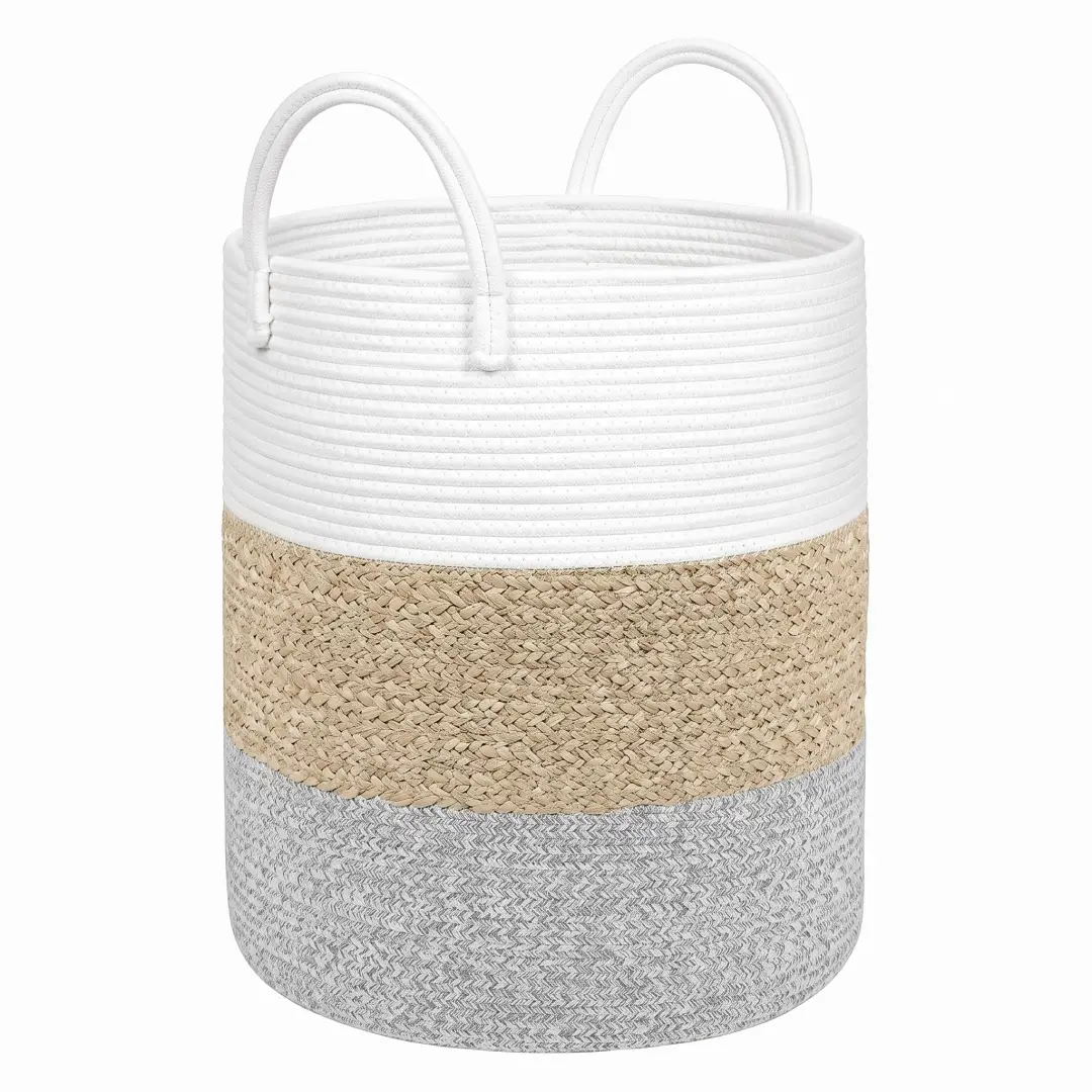 Cotton Rope Woven Storage Basket with Handles