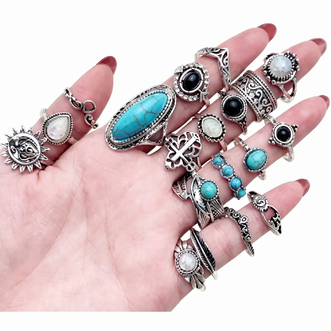 25 Pcs Bohemian Adjustable Stacking Rings Set