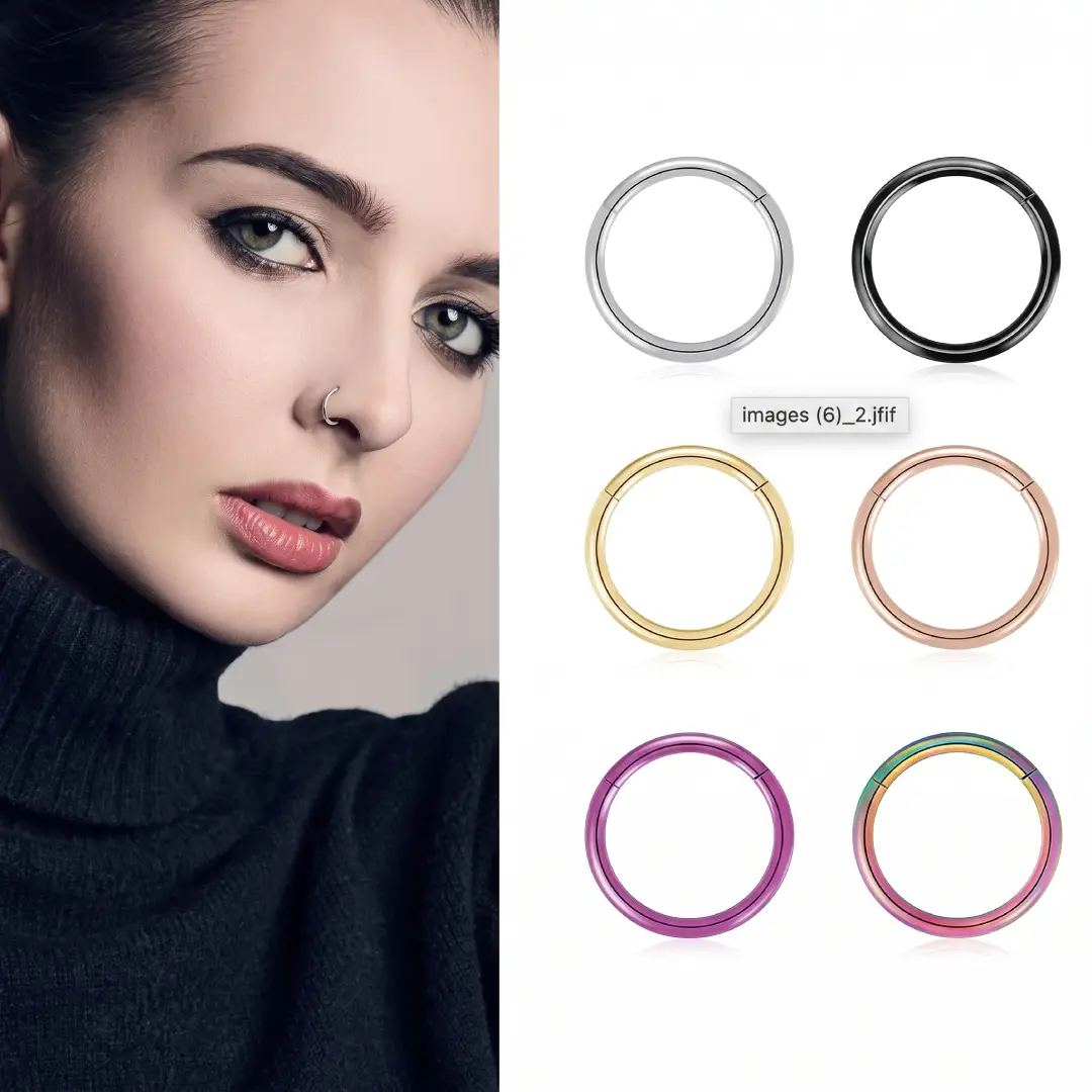 BLISI Grade 23 Titanium Nose Rings Hinged Hoop Set