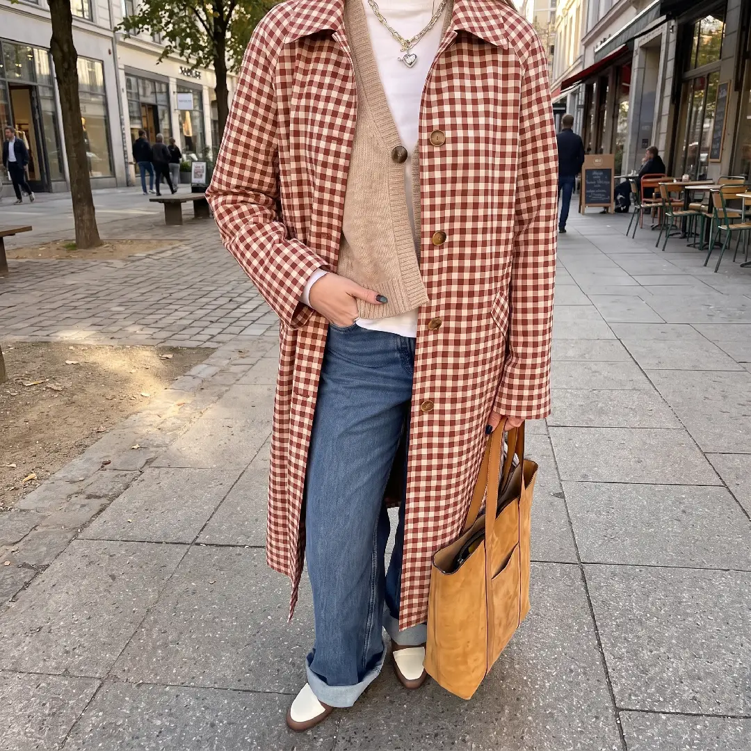 Cicy Bell Women's Plaid Trench Coat – Long Single-Breasted Fall Jacket image 3