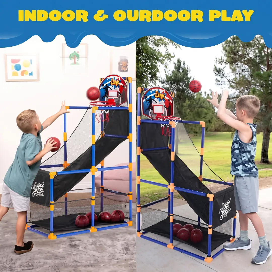 Kids Arcade Basketball Game Set – Indoor & Outdoor Hoop with 4 Balls & Pump image 6