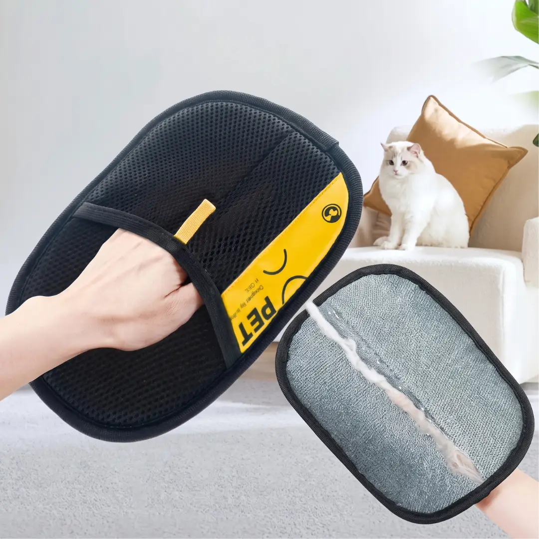 2-in-1 Pet Hair Remover Glove & Lint Roller for Cats & Dogs, Reusable Washable Grooming Tool for Pet Fur Removal image 4
