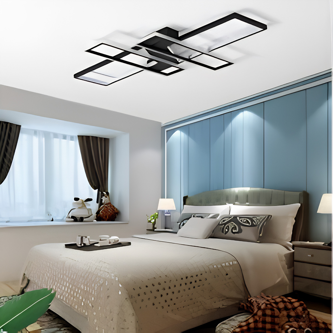 35.4 Inch Modern LED Ceiling Light Dimmable Black Chandelier image 2
