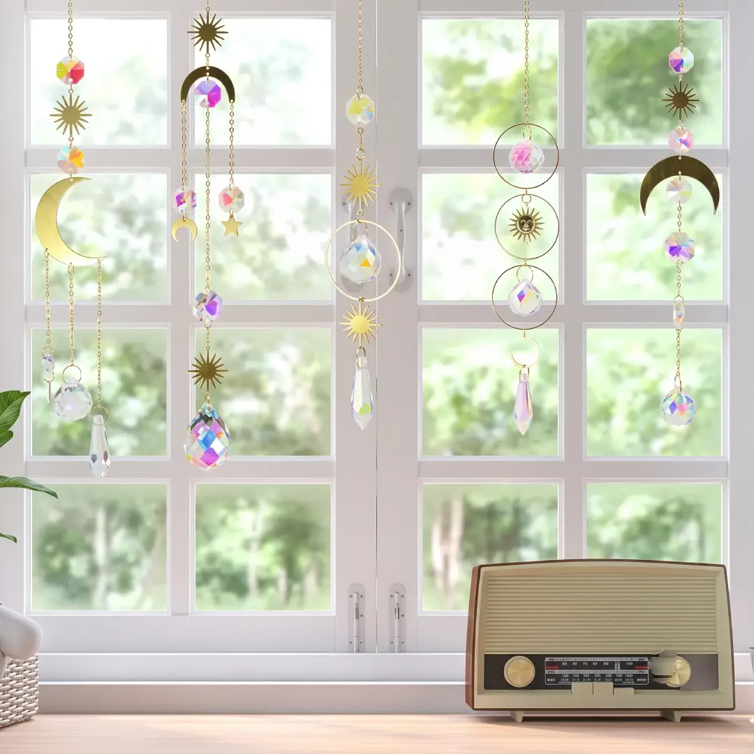 6 Pieces Colorful Crystal Suncatcher Hanging Window Ornaments image 2