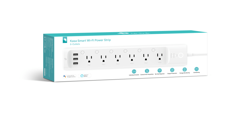 Kasa Smart Plug Power Strip HS300, Surge Protector with 6 Individually Controlled Smart Outlets and 3 USB Ports, Works with Alexa & Google Home, No Hub Required