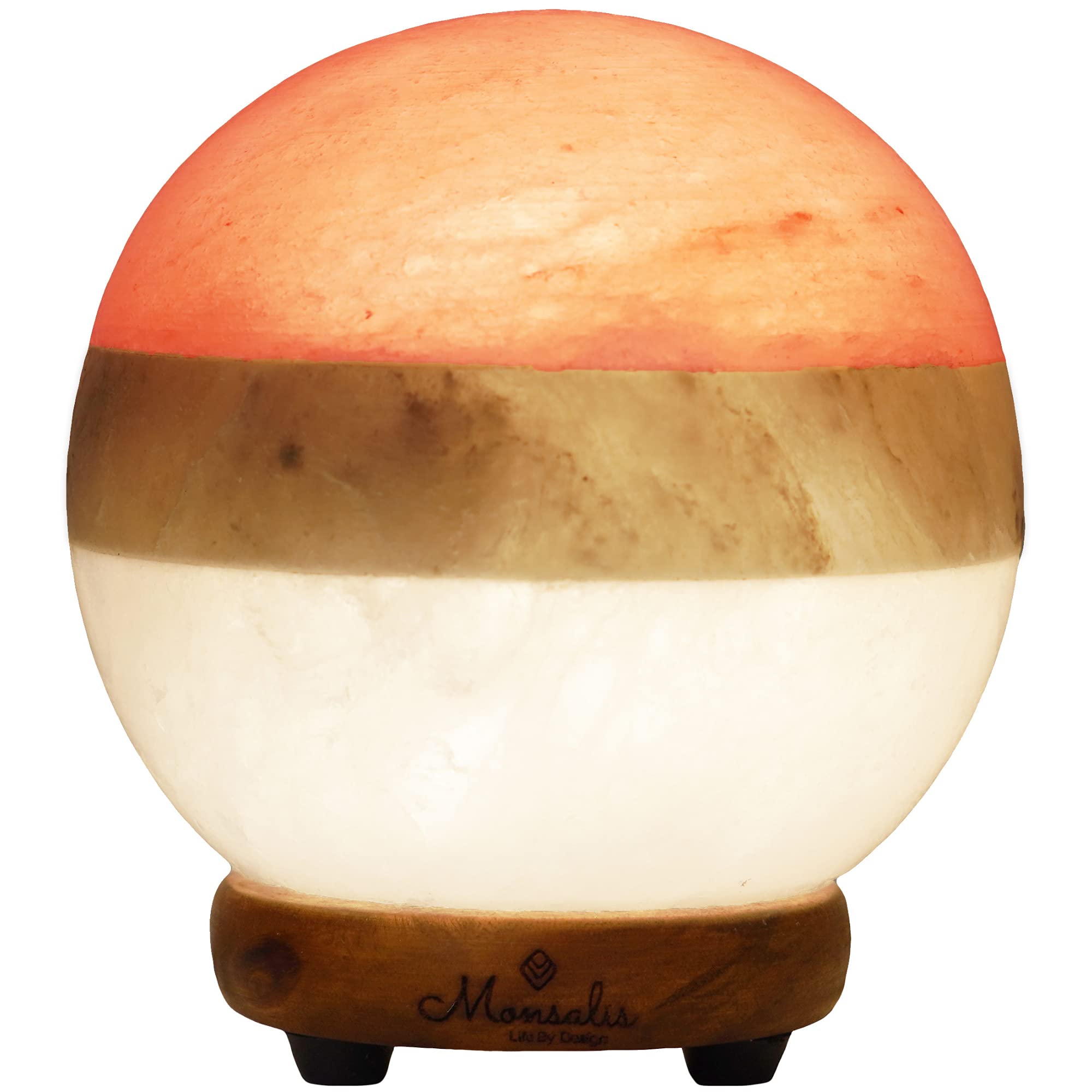 Dual Illumination Salt Rock lamp - Modern Globe Pink White and Grey Design of Salt Lamps with dimmer, Adjustable Glow. 100% Real Himalayan Crystal Round Salt Night Light