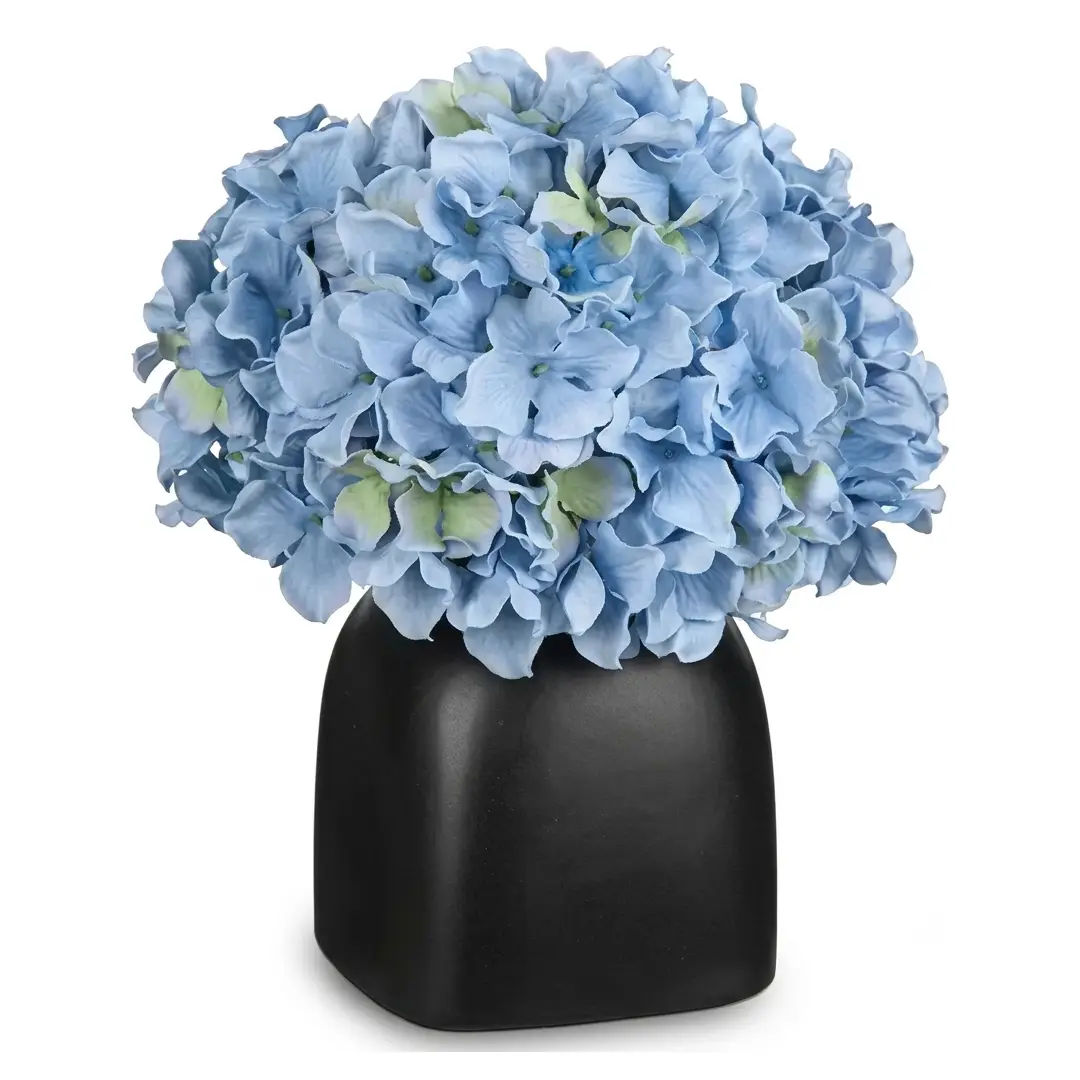 Artificial Hydrangea Flowers with Ceramic Vase Centerpiece