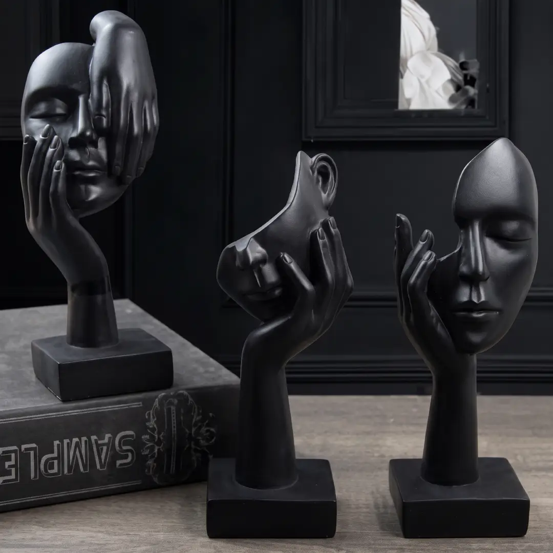 3 Pcs Thinker Statue Abstract Resin Figurines for Home Office Decor image 1