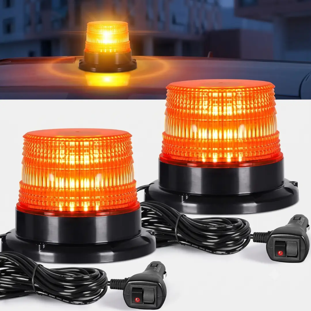 2 Pcs Magnetic LED Warning Beacon Lights Amber Strobe image 6