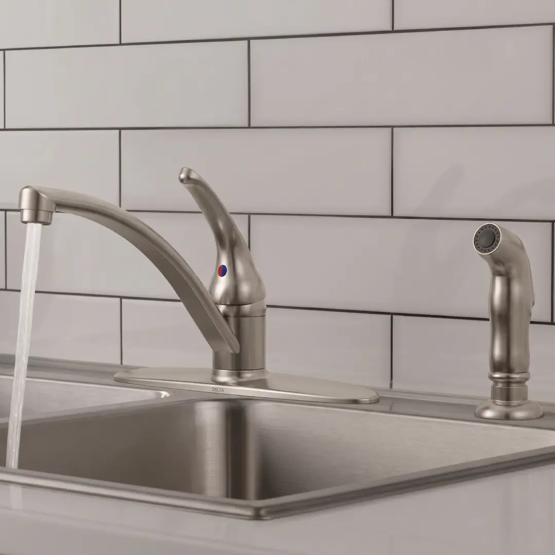 Delta Foundations Chrome Kitchen Faucet with Side Sprayer image 3