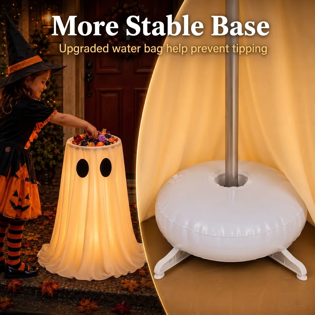 30-Inch Lighted Halloween Ghost Candy Bowl with Timer & Remote image 5