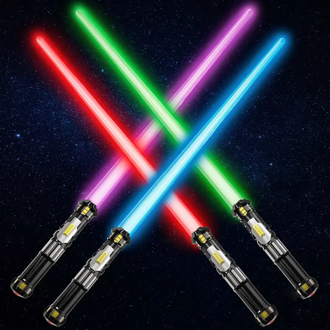 4 Pack Light Up Sword Saber Toys with FX Sound image 2