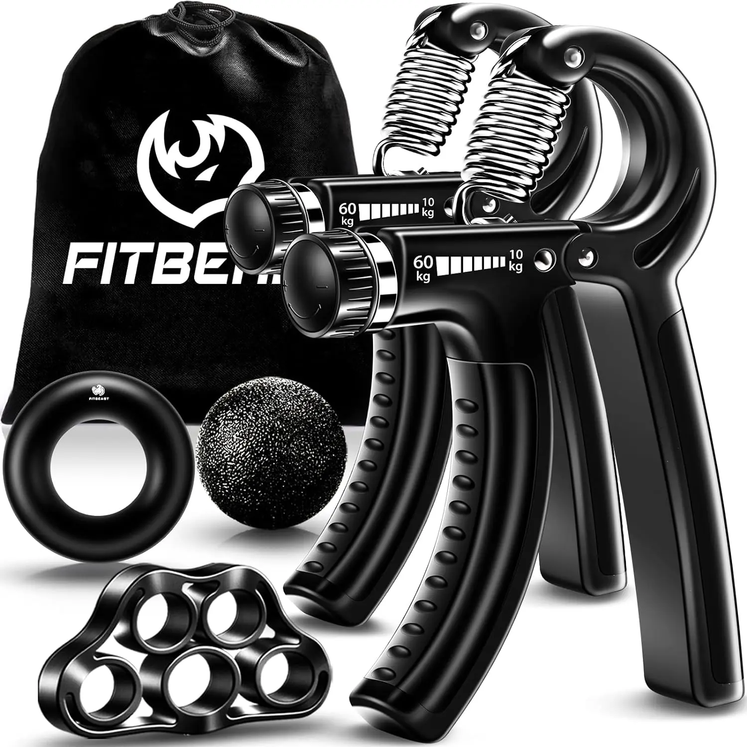 FitBeast Grip Strengthener Forearm Strengthener Hand Grips Strengthener Kit - 5 Pack Adjustable Resistance