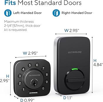 ULTRALOQ U-Bolt Smart Lock, 5-in-1 Keyless Entry Door Lock with App Control, Keypad Deadbolt, Auto Unlock, Auto Lock, Smart Door Lock, Smart Locks for Front Door, ANSI Grade 1, Black