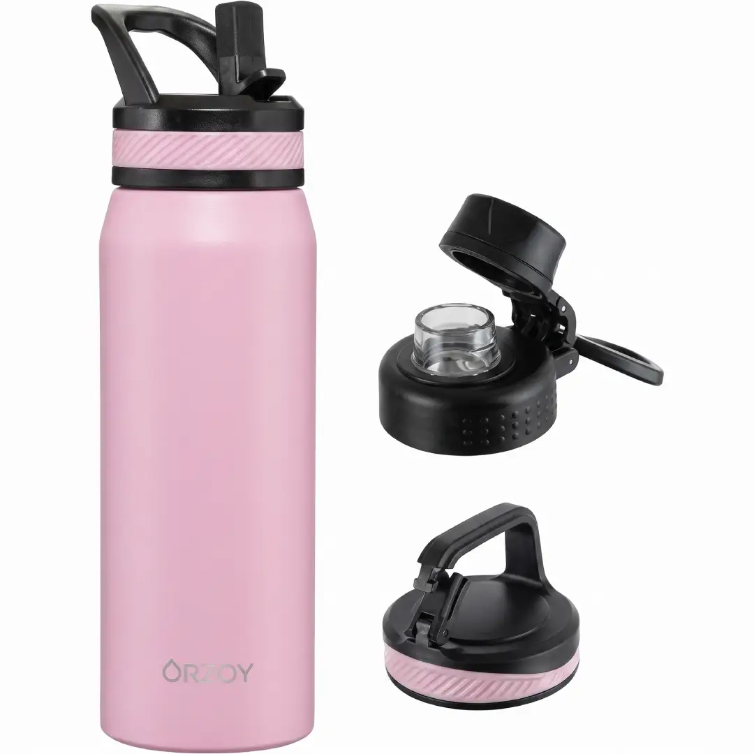 24 oz Insulated Stainless Steel Water Bottle with Straw Spout Lid image 1