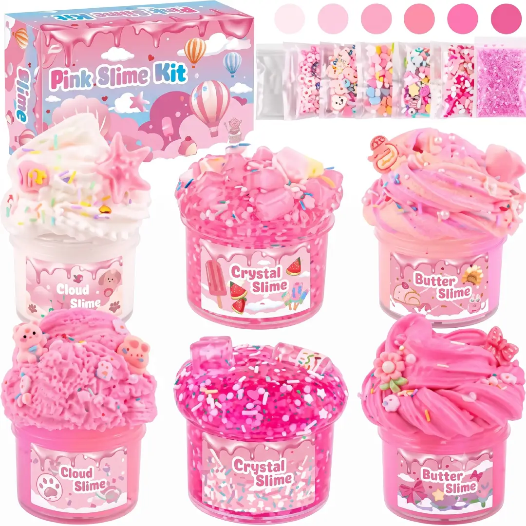 6 Pack Pink Cloud Slime Kit for Kids Party Favors image 1