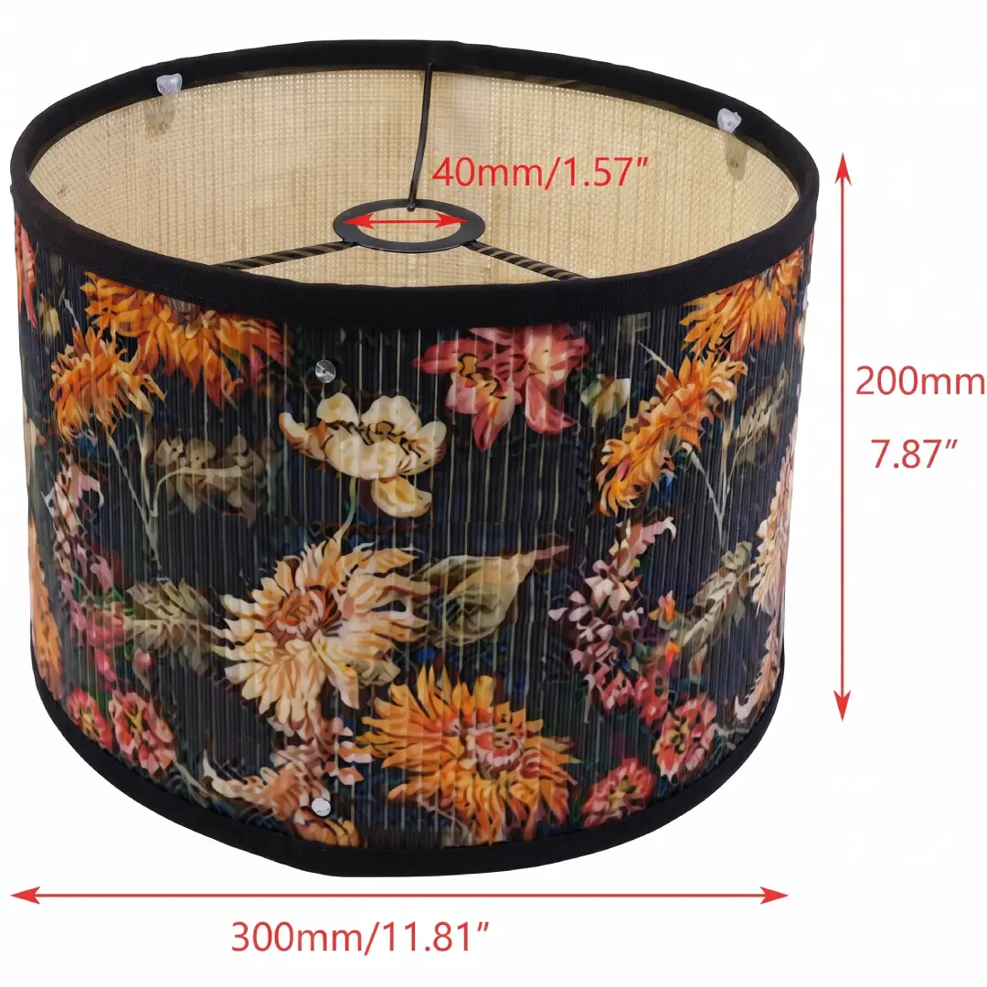 E27 Round Bamboo Lamp Shade for Table and Floor Lamps image 2