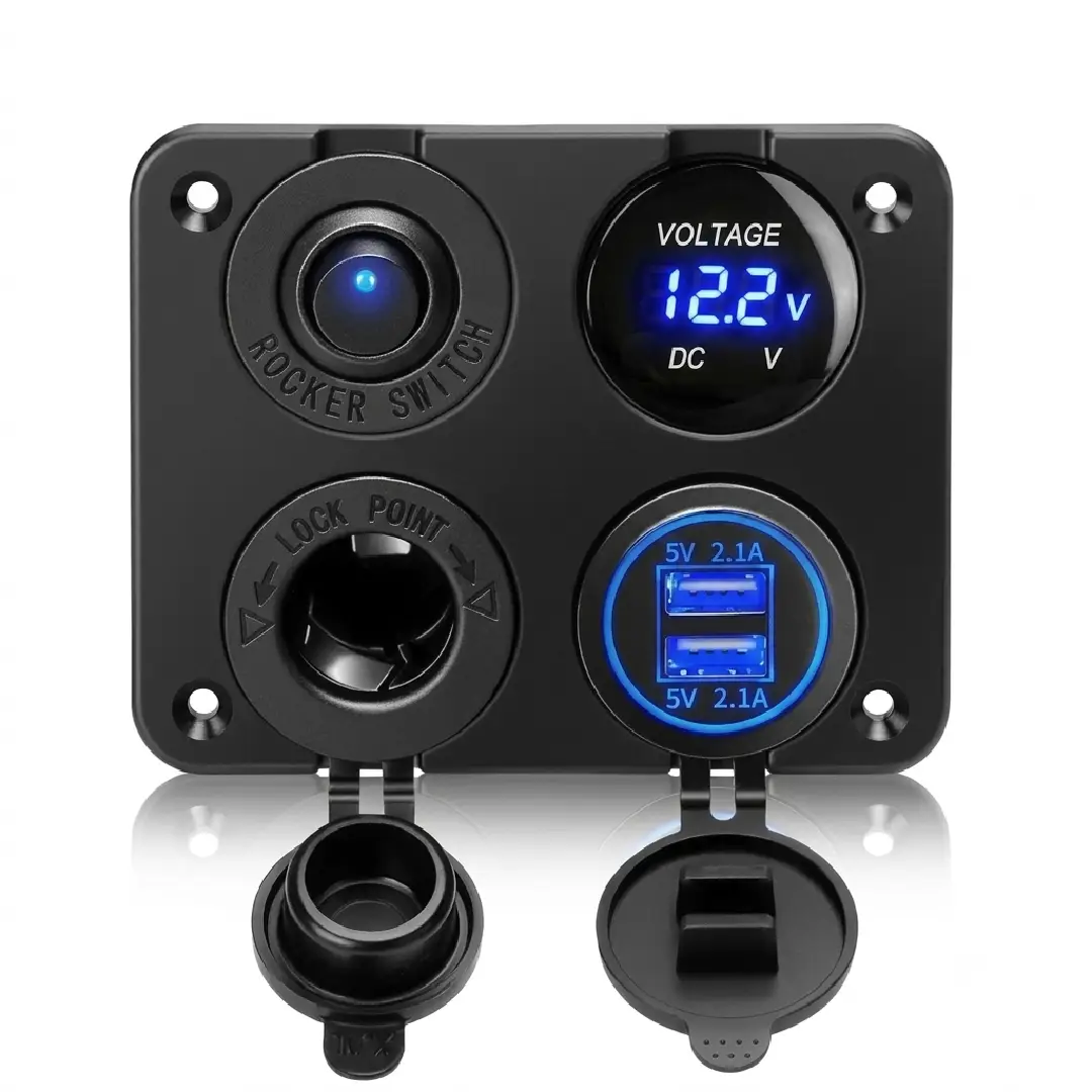 4 in 1 Car Voltmeter USB Charger Adapter with LCD Display image 1