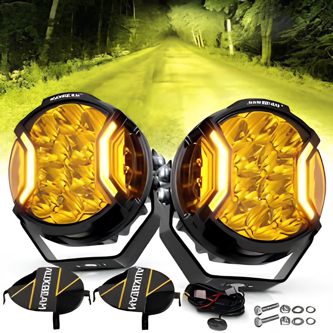 Auxbeam 3 Inch Round Offroad Driving Lights with Amber DRL