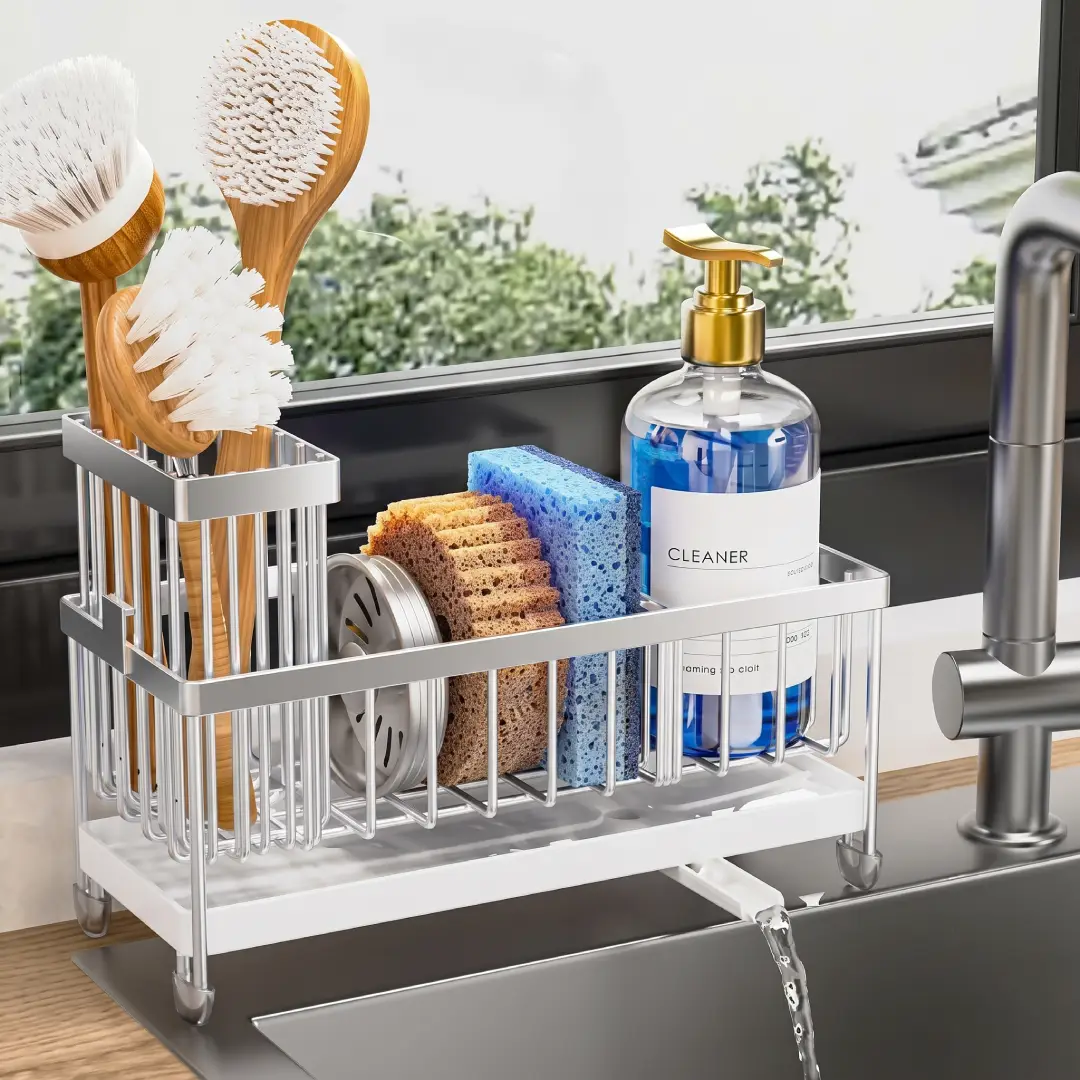 Cisily Sponge Holder for Kitchen Sink with Brush Holder image 2