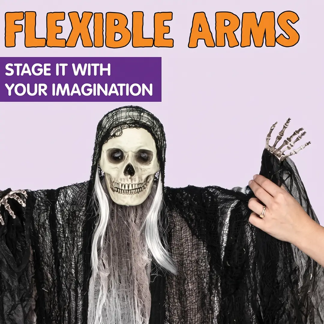 3-Pack Hanging Halloween Skeleton Ghosts & Grim Reaper Decorations image 3
